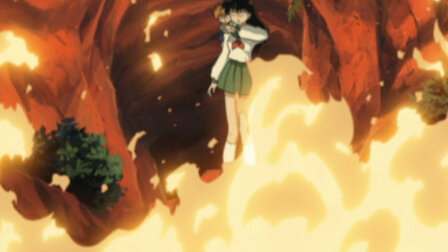 Ve Inuyasha desaparece en un río de fuego. Episodio 7 de la temporada 5.